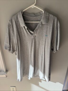 Vineyard Vines Slim Fit Heather Gray Polo with Teal Whale Logo